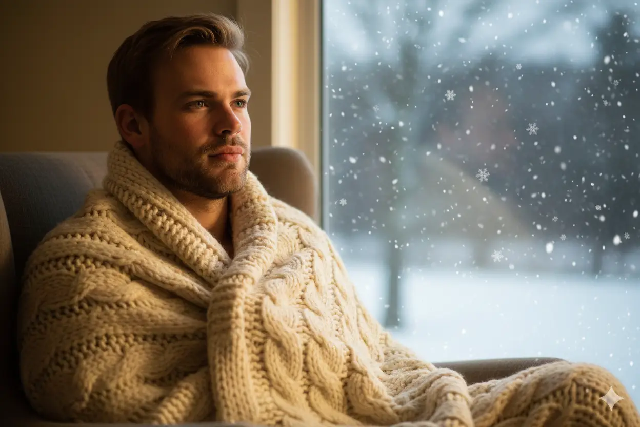21. Cozy Winter Blanket Portrait