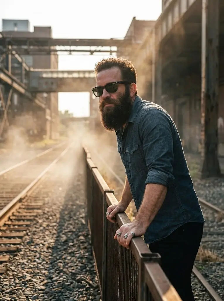 7. Abandoned Railway Yard Cinematic Male Portrait