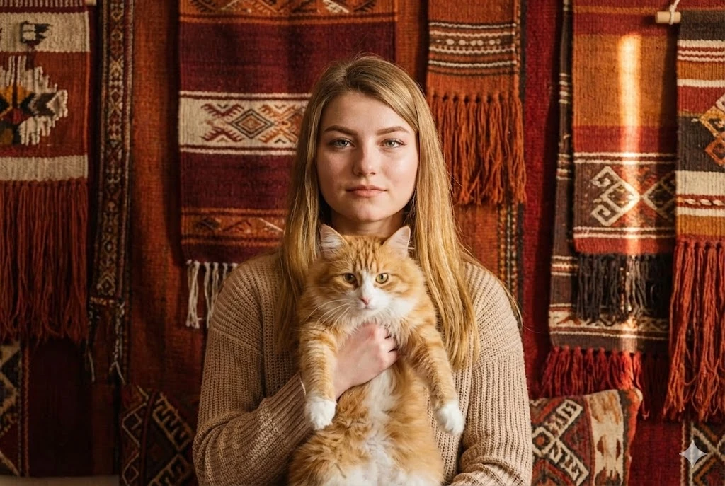 Cultural Textile Background Portrait