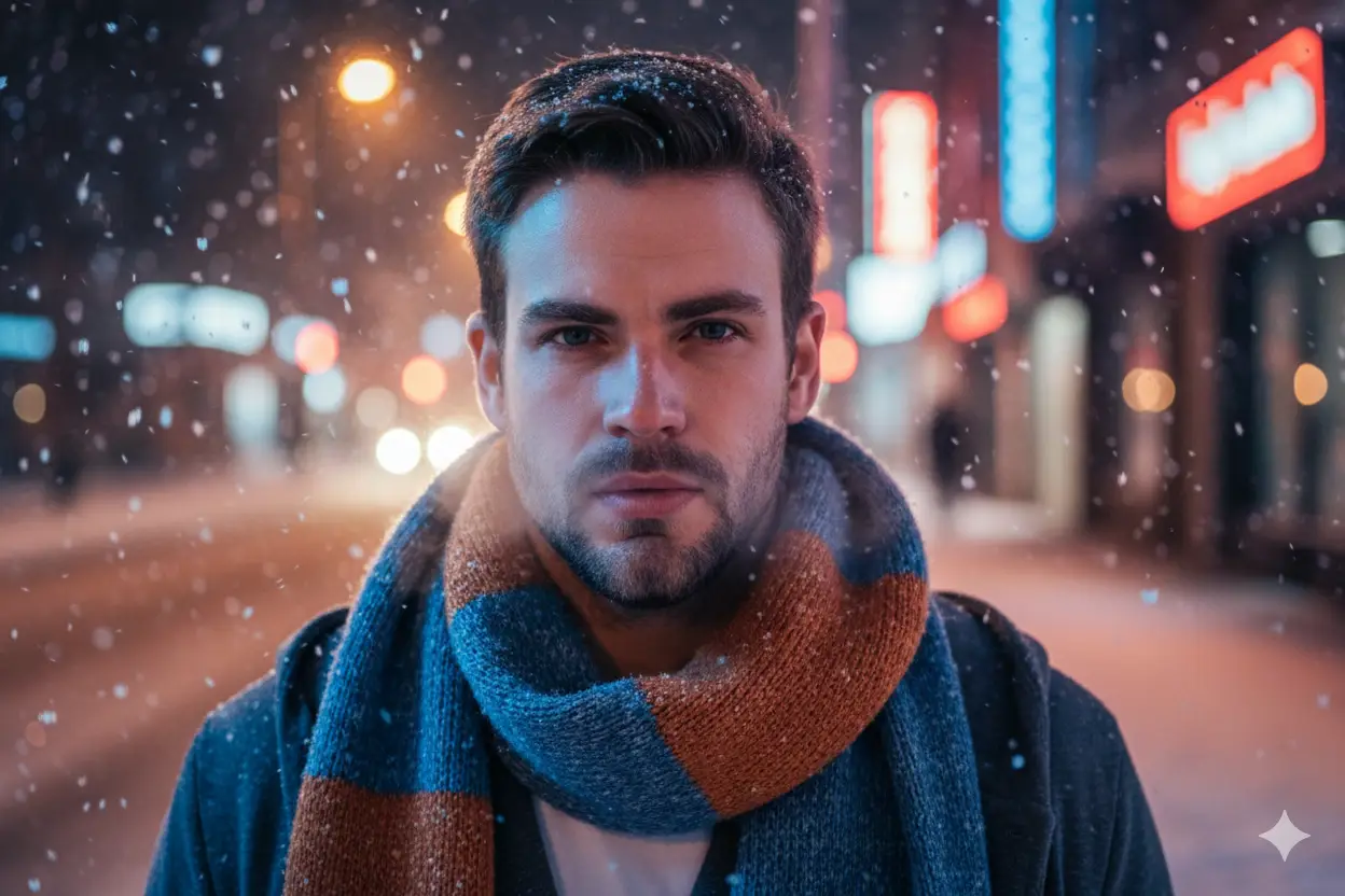 9. Night Street Winter Portrait